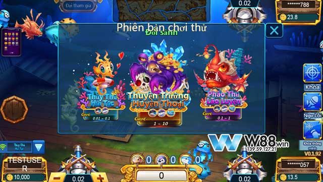 3 phòng chơi trong game săn cá hải tặc w88