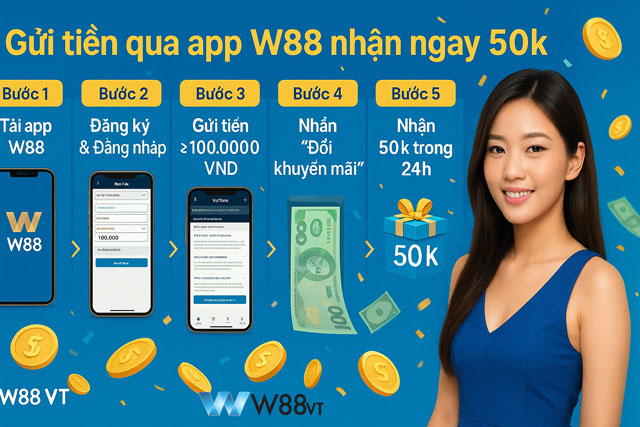 W88 VT Hướng Dẫn Gửi Tiền Qua App W88 Nhận Ngay 50k Dễ Dàng 5 Các bước gửi tiền qua app W88 nhận ngay 50k